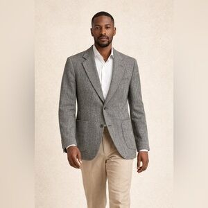 Samuelsohn Grey Herringbone Wool Blazer Sport Coat Size 40R Classic Tailored